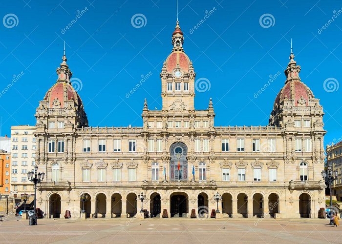 Maria Pita Square La Coruna City Town Hall in Maria Pita Square, Galicia Spain ... photo