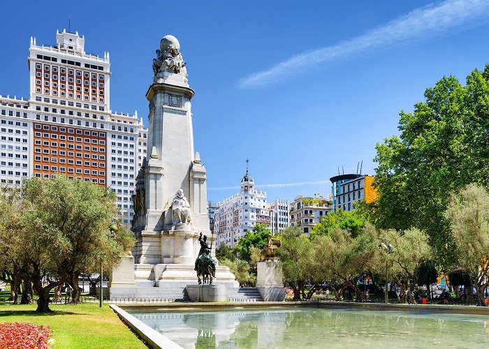 plaza  d'Espana Monument to Miguel de Cervantes, Plaza de España, Madrid photo