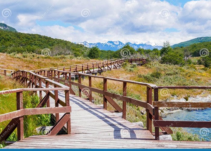 Lapataia bay Boardwalk Arias Port in Lapataia Bay in Terra Del Fuego National ... photo