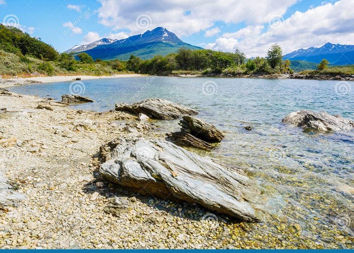 Lapataia bay Beach of Lapataia Bay in Terra Del Fuego National Park, Patagonia ... photo