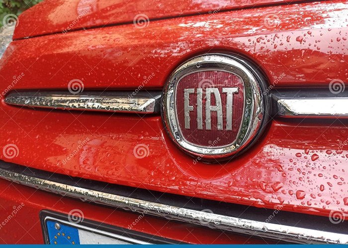 Palazzo Bricherasio Logo on the Radiator of a FIAT 500 Wet from the Rain. Company ... photo