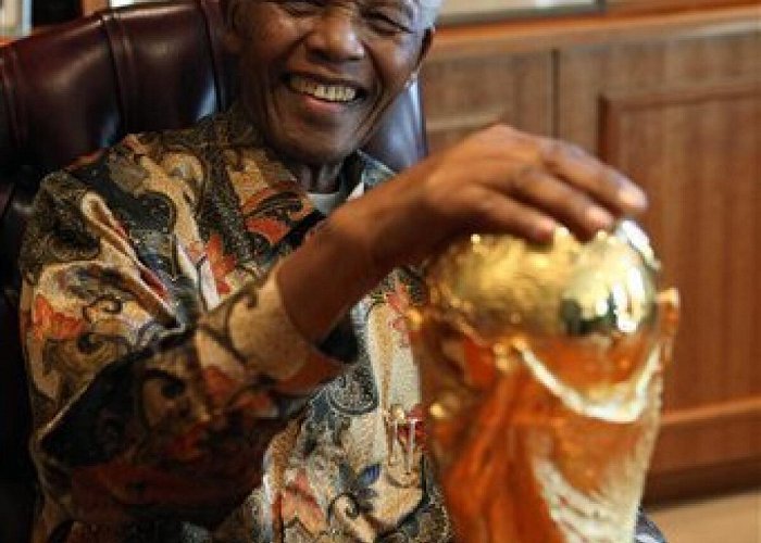 Nelson Mandela Foundation Mandela reunited with World Cup trophy - The San Diego Union-Tribune photo