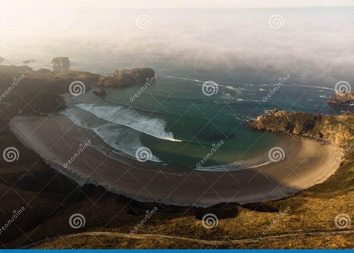 Torimbia Panorama View of Playa De Torimbia Naturist Nudist Beach Atlantic ... photo