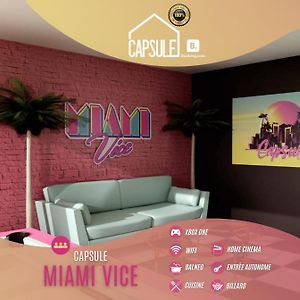 Apartamento Capsule Miami Vice - Jacuzzi - Billard - Ecran Cinema & Netflix - Ping-Pong - Nintendo & Jeux- Liévin Exterior photo